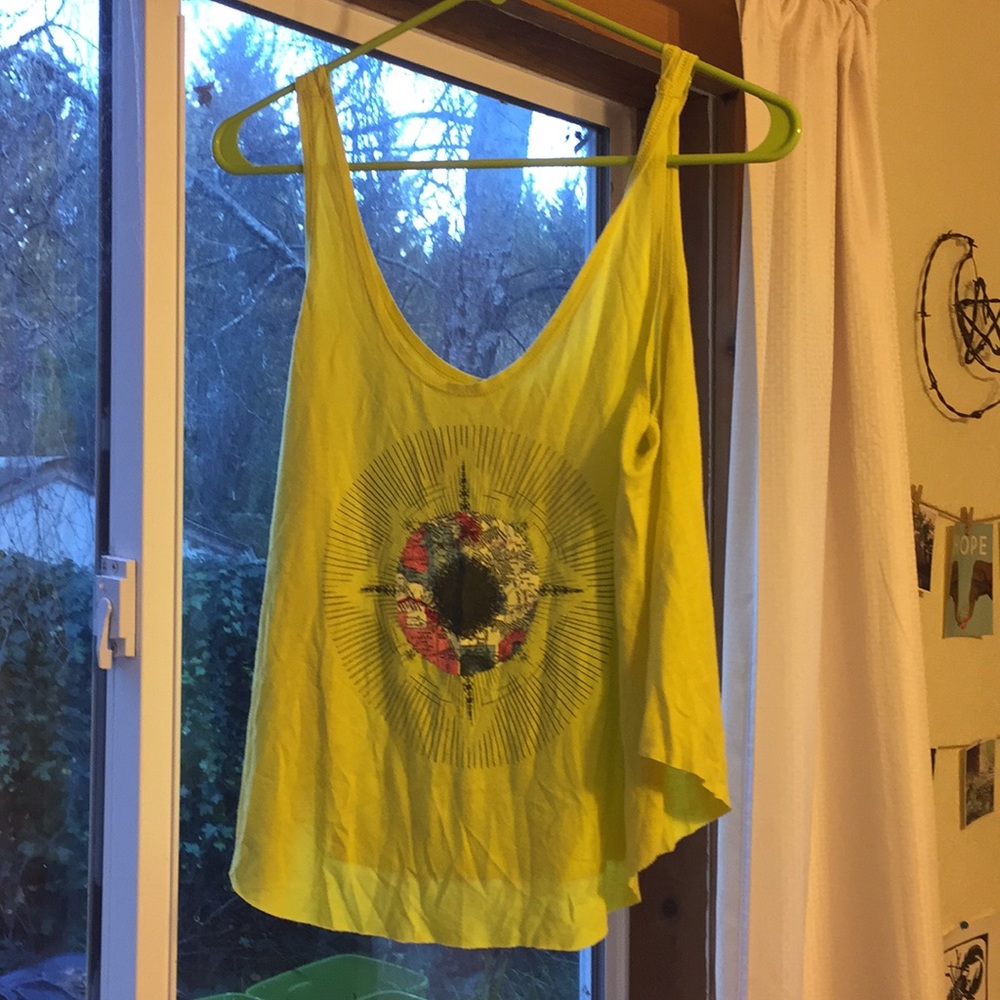 Yellow graphic tank crop top